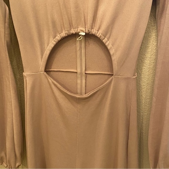 ZARA Women Nude Cut Out Front Wide Leg Cropped Jumpsuit Size Small - Picture 3 of 7